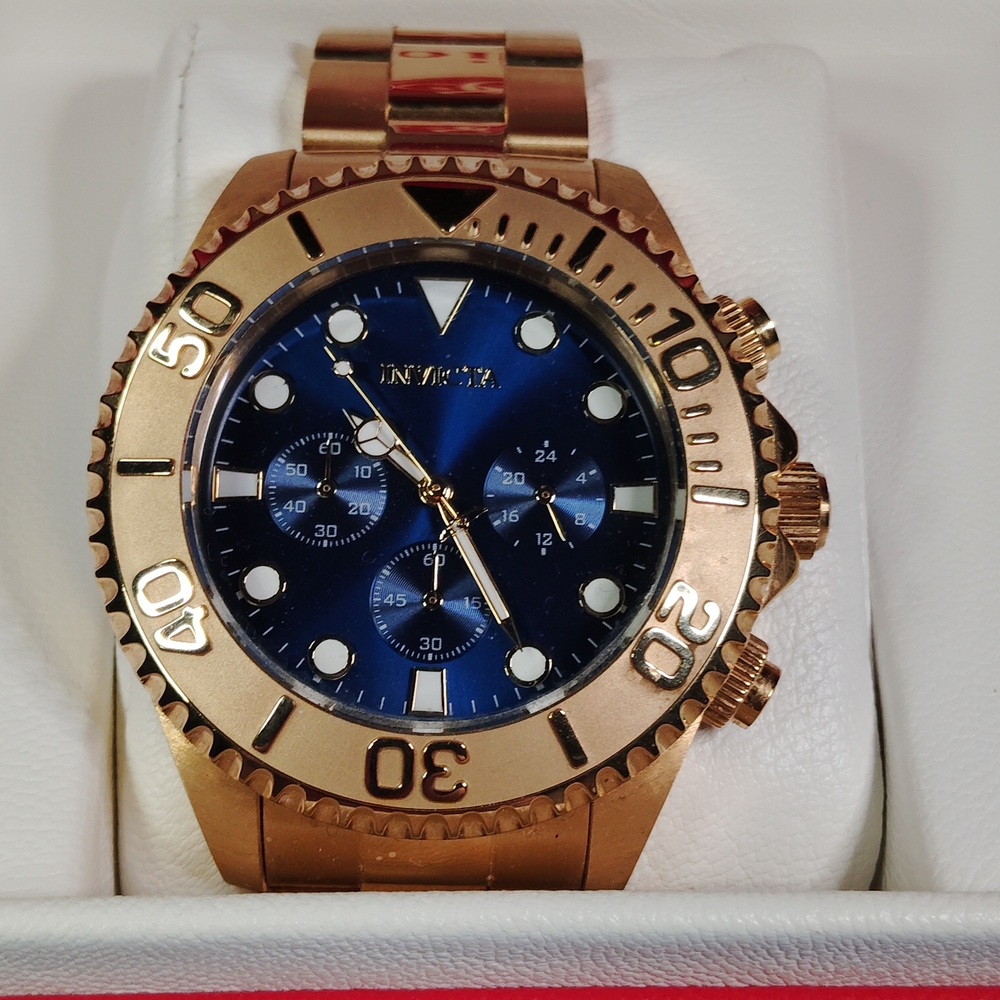 Invicta Gold and Blue Chronograph Watch